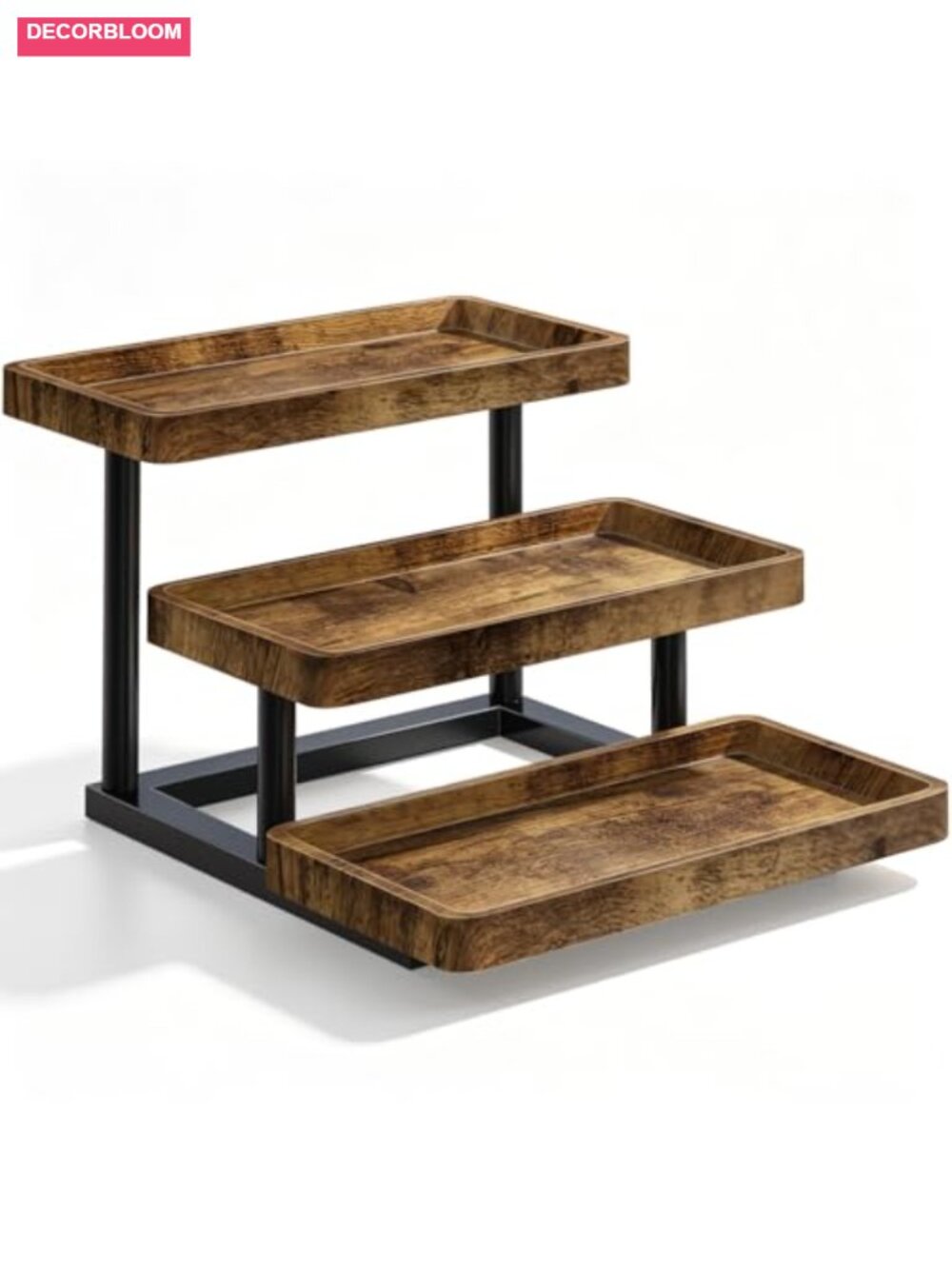 3 Tier Serving Tray Wood Cupcake Stand Metal Frame Farmhouse Display